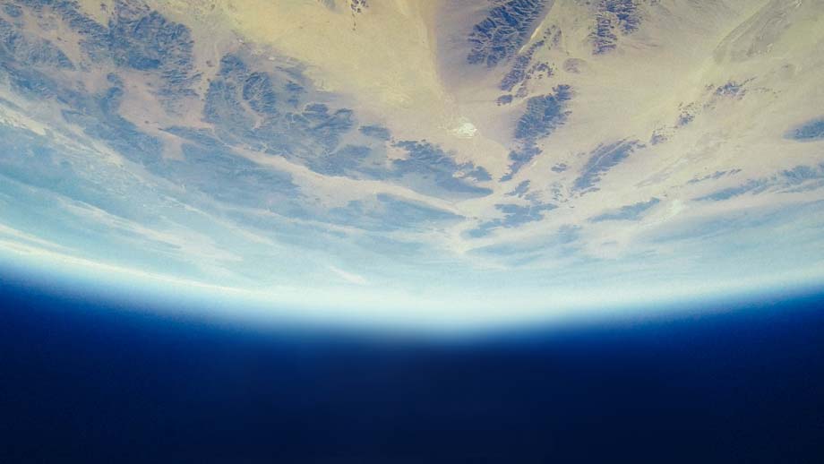 A curved earth in space