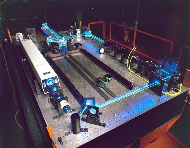 A narrow, coherent beam of light produced by stimulated emission.